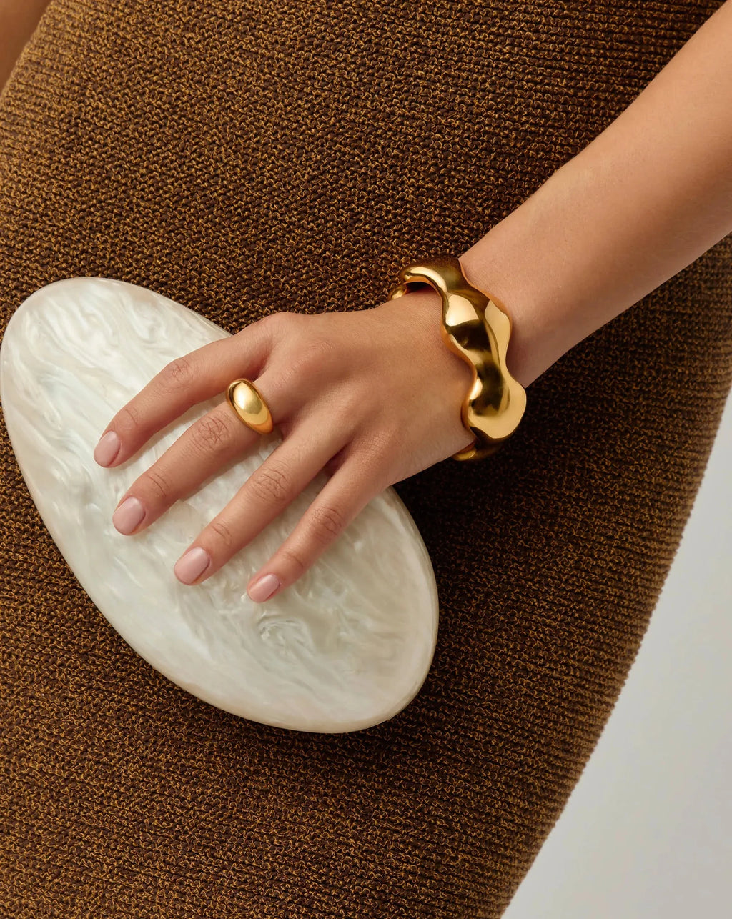 Eny Puffy Dome Statement Cuff Bracelet | 18ct Gold Plated