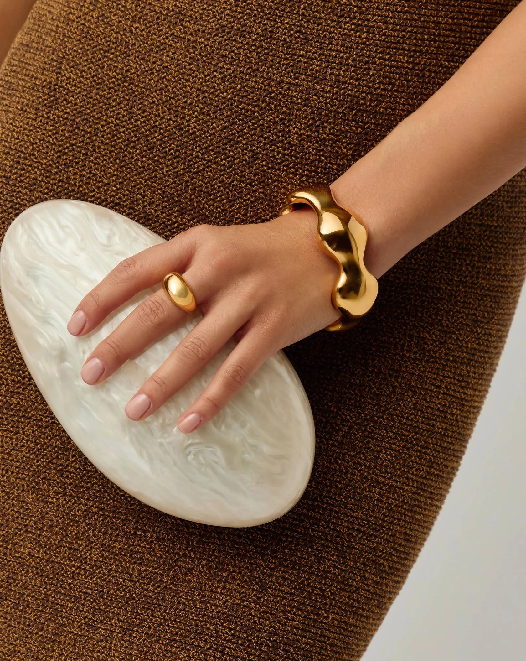 Eny Puffy Dome Statement Cuff Bracelet | 18ct Gold Plated