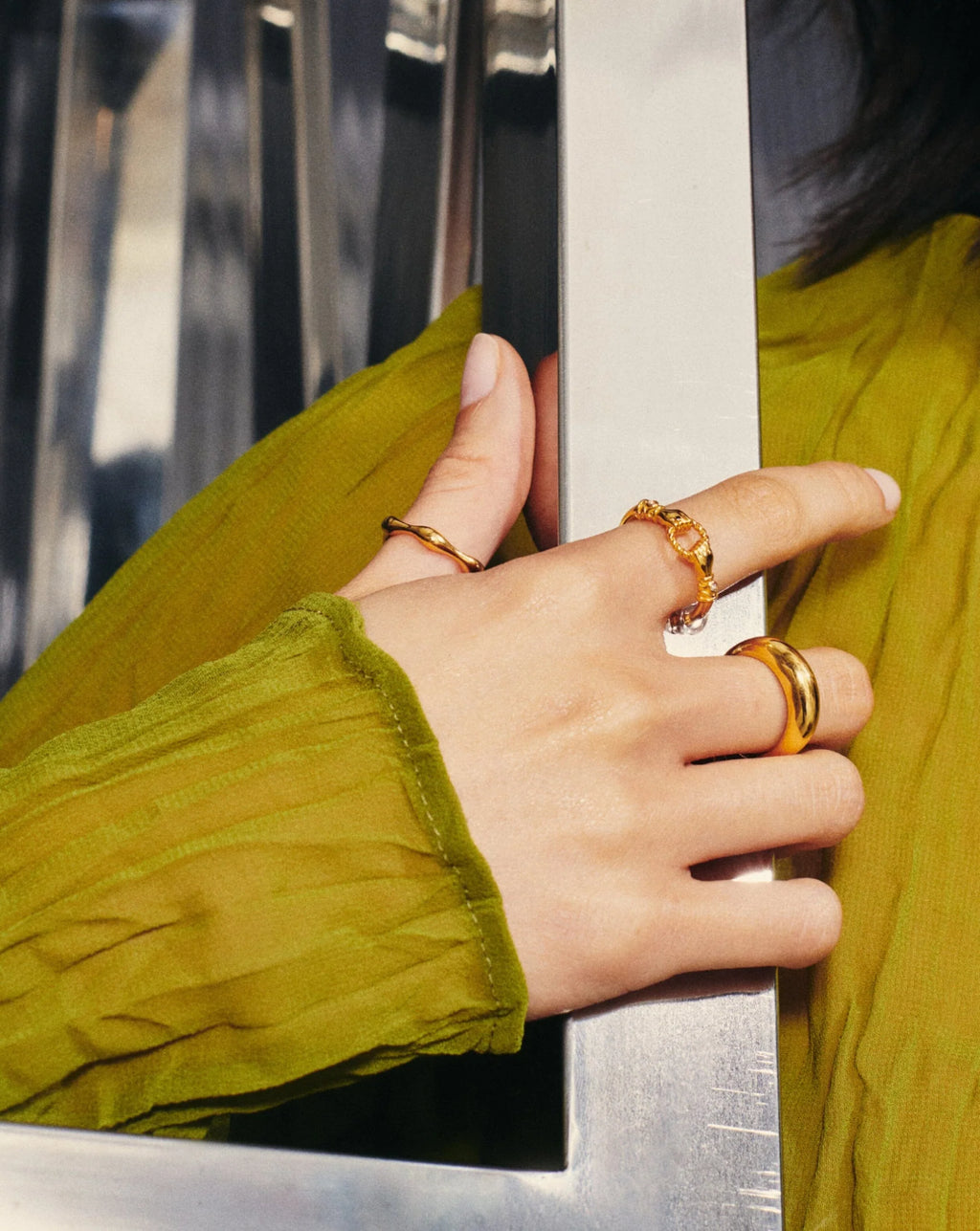 Harris Reed In Good Hands Stacking Ring | 18ct Gold Vermeil/Cubic Zirconia & Black Onyx