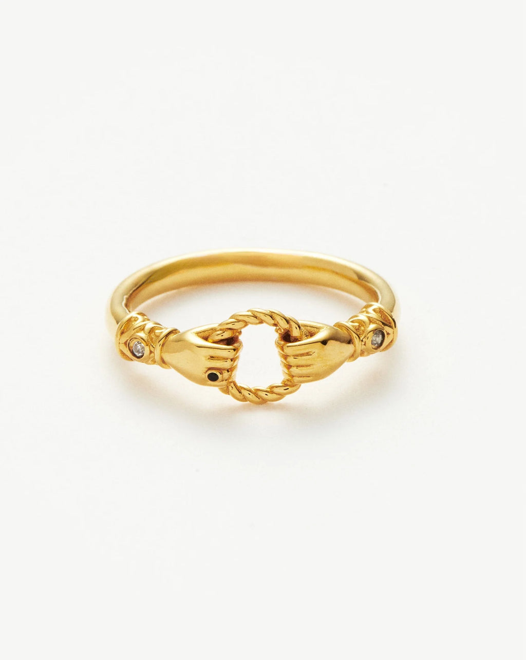 Harris Reed In Good Hands Stacking Ring | 18ct Gold Vermeil/Cubic Zirconia & Black Onyx