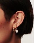 Mini Pyramid Charm Hoop Earrings | 18ct Gold Vermeil/Rainbow Moonstone