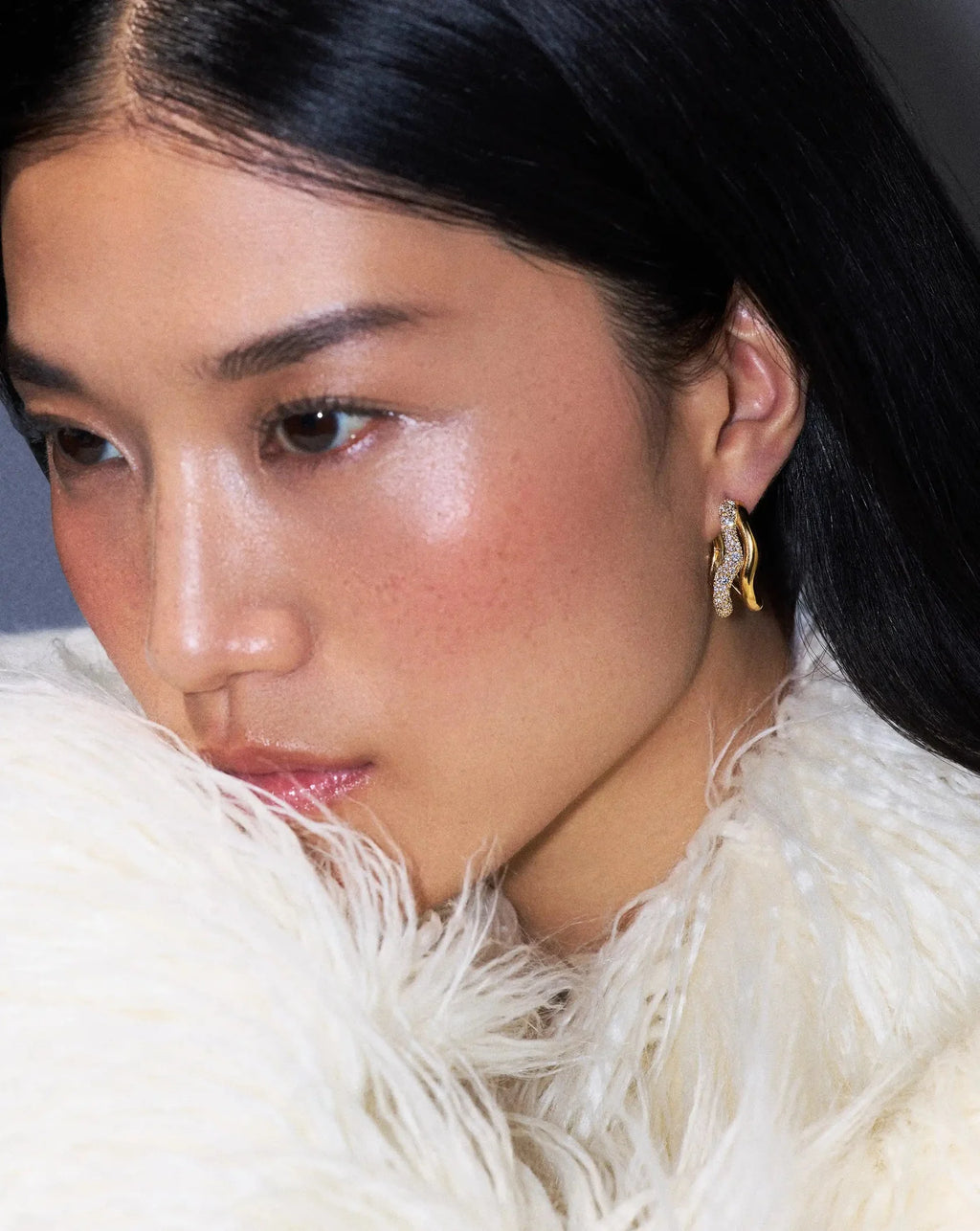 Molten Snow Double Medium Hoop Earrings | Missoma UK