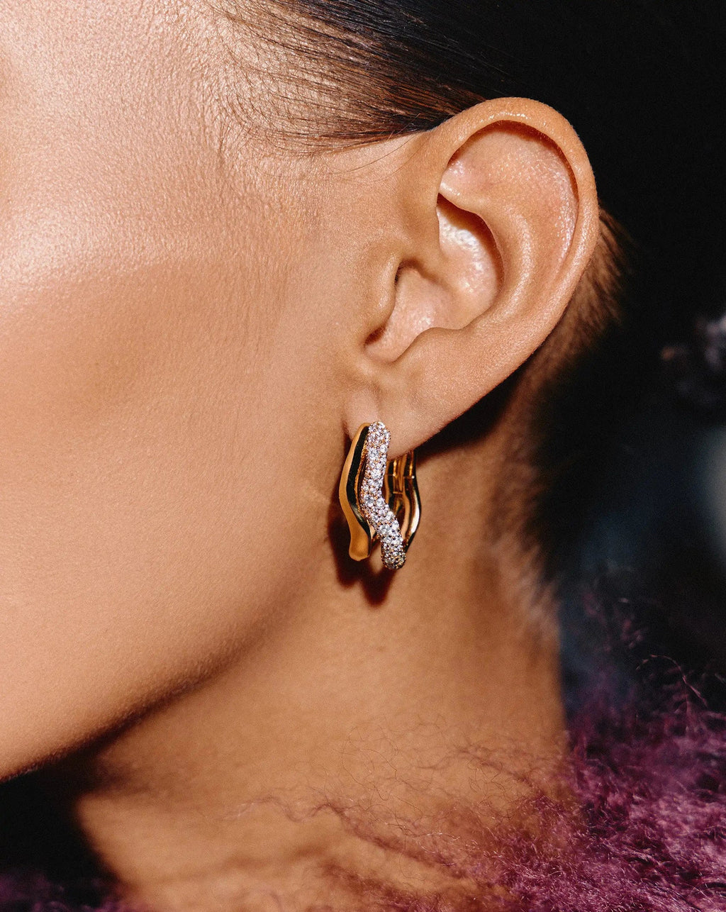 Molten Snow Double Medium Hoop Earrings | Missoma UK