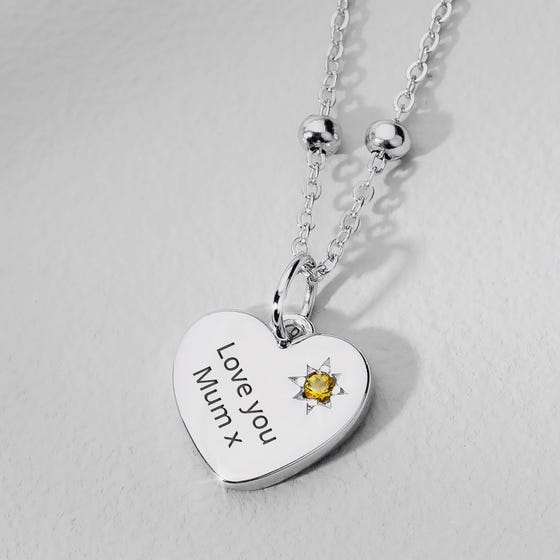 CANDY Love Silver & Citrine Heart Necklace