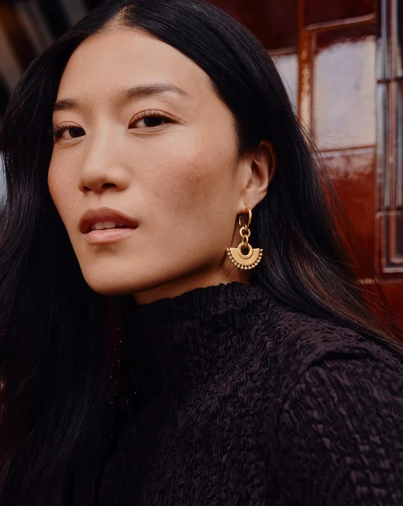 Zenyu Fan Chandelier Hoop Earrings